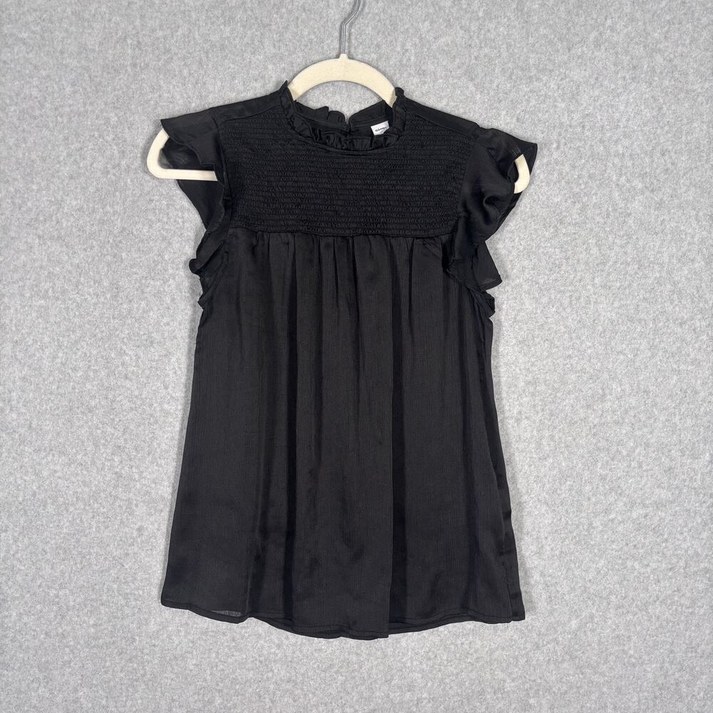 Old Navy Blouse XS Satin‎ Ruffle Smocked Flowy Sheer Whimsigoth Coquette Cami